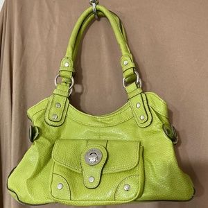 Rare LIME GREEN Pebbled Leather LONDON FOG Handbag purse